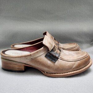 Freebird Shoes Women's 7 Tan Brown Monalisa Mules Low Stacked Heel Leather